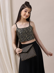 Girls Embroidered Sequinned Ready to Wear Lehenga