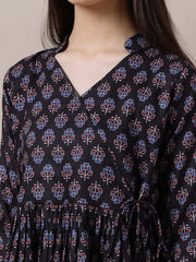 Girls Floral Printed Angrakha Kurta with Trousers