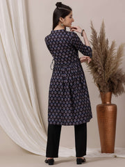 Girls Floral Printed Angrakha Kurta with Trousers