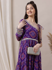 Girls Ethnic Motifs Printed Ethnic Dresses