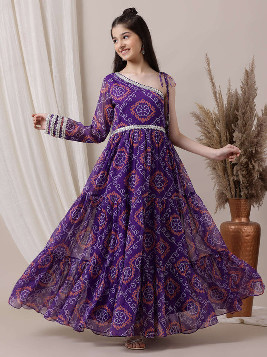 Girls Ethnic Motifs Printed Ethnic Dresses