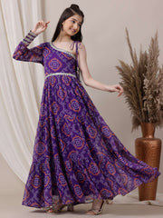 Girls Ethnic Motifs Printed Ethnic Dresses