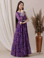 Girls Ethnic Motifs Printed Ethnic Dresses