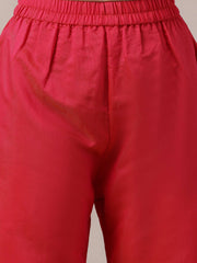 Girls Ethnic Motifs Pleated Chanderi Cotton Kurta with Sharara