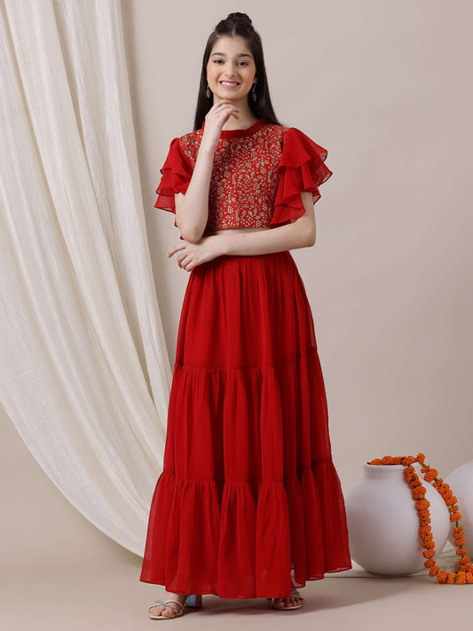 Girls Embroidered Sequinned Ready to Wear Lehenga