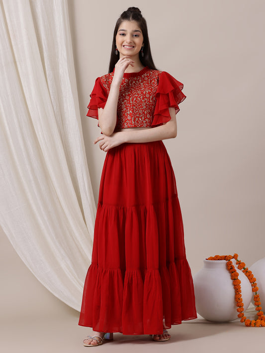 Girls Embroidered Sequinned Ready to Wear Lehenga