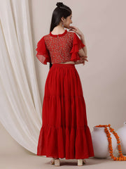 Girls Embroidered Sequinned Ready to Wear Lehenga