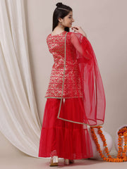 Girls Floral Regular Kurta with Sharara & With Dupatta