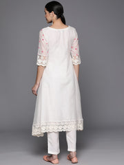 Embroidered Thread Work Kurta With Trousers