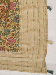 Mustard And Pink Ethnic Motifs Embroidered Pure Silk Saree