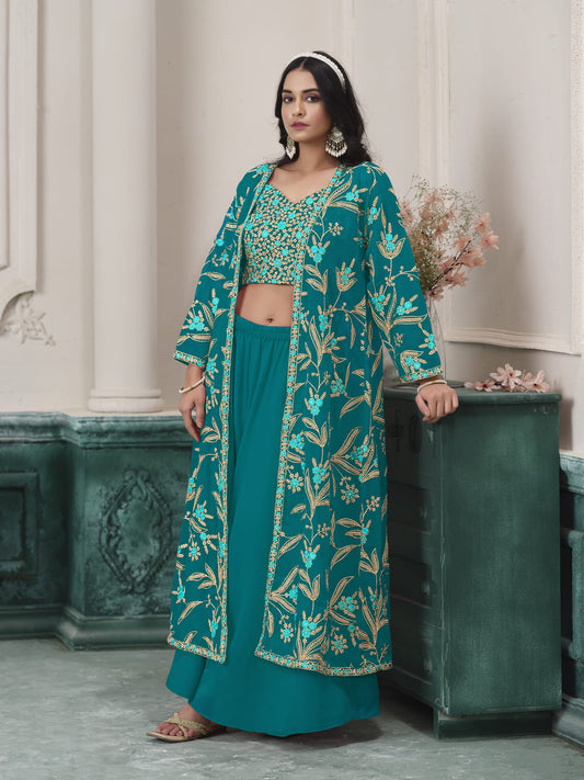 Rama Embroidered Jacket Style Sharara Suit