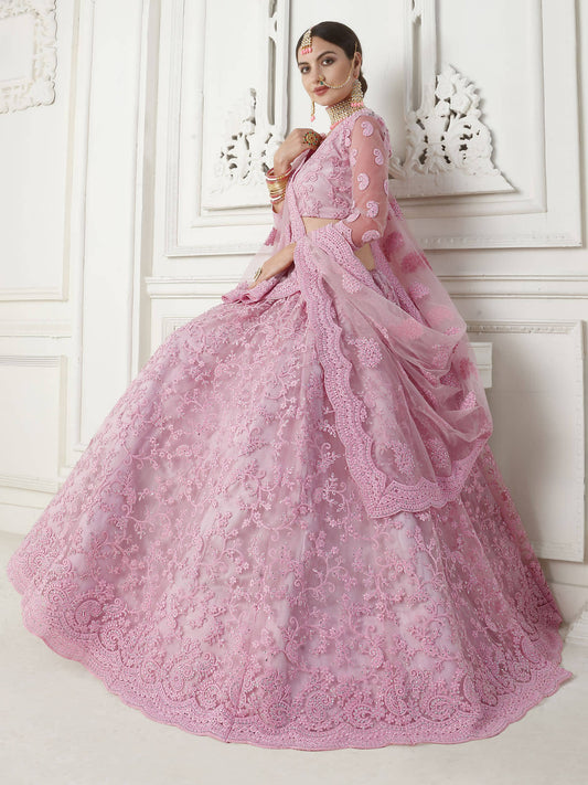 Bridal Heritage Baby Pink Net Lehenga