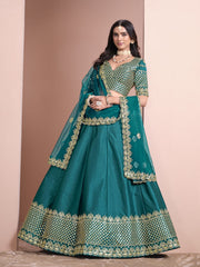 Teal Color Embroidered Lehenga Choli