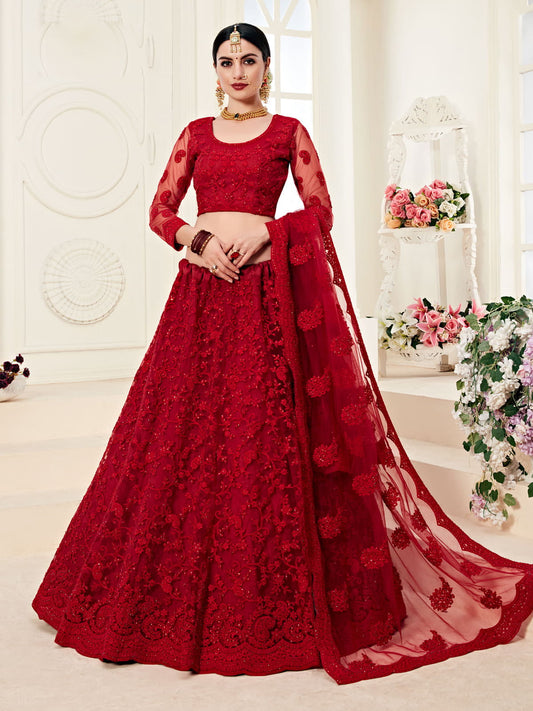 Bridal Heritage Red Heavy Embroidered Lehenga Choli