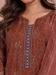 Women Ethnic Motifs Printed Regular Thread Work Chanderi Cotton Kurta with Trousers & With Dupatta