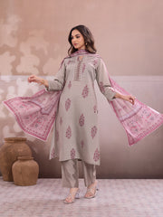 Women Ethnic Motifs Printed Regular Thread Work Chanderi Cotton Kurta with Trousers & With Dupatta