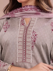 Women Ethnic Motifs Printed Regular Thread Work Chanderi Cotton Kurta with Trousers & With Dupatta