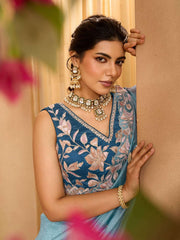 Teal Silk Fabric Sequins embroidery Semi-Stitched Lehenga & Unstitched Blouse With Dupatta