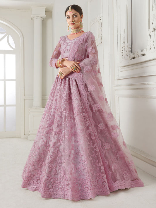 Bridal Heritage Baby Pink Net Lehenga