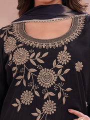 Women Ethnic Motifs Embroidered Regular Thread Work Chanderi Cotton Kurta with Trousers & With Dupatta