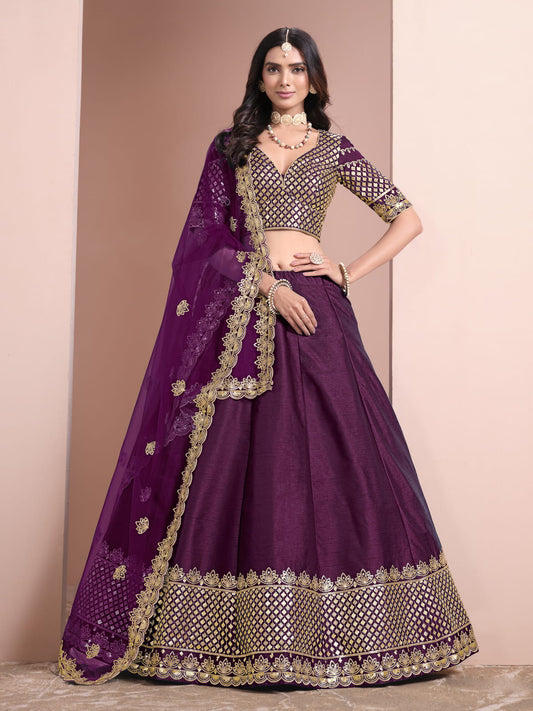 Purple Color Embroidered Lehenga Choli