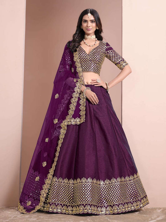 Purple Color Embroidered Lehenga Choli