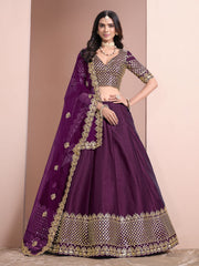 Purple Color Embroidered Lehenga Choli