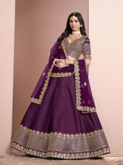 Purple Color Embroidered Lehenga Choli