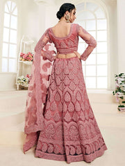 Bridal Heritage Heavy Embroidered Gajri Net Lehenga