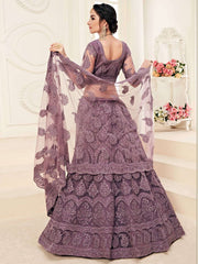 Bridal Heritage Violet Heavy Embroidered Net Lehenga