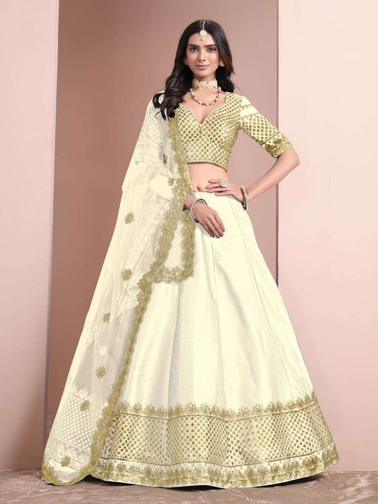 Cream Color Embroidered Lehenga Choli