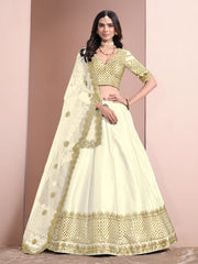 Cream Color Embroidered Lehenga Choli