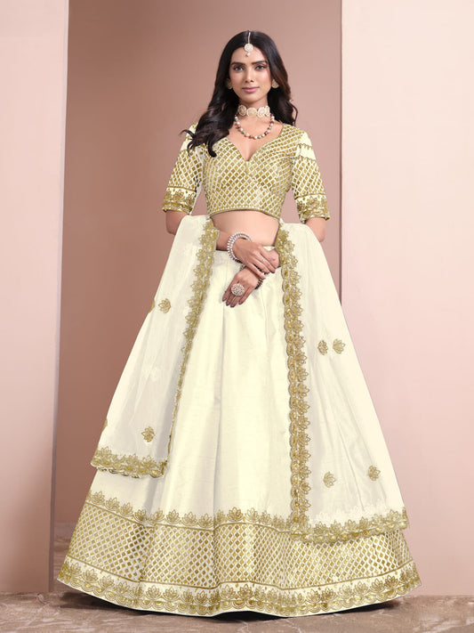 Cream Color Embroidered Lehenga Choli