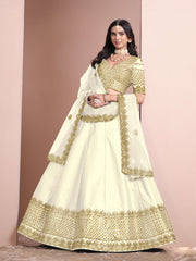 Cream Color Embroidered Lehenga Choli