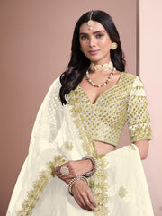 Cream Color Embroidered Lehenga Choli