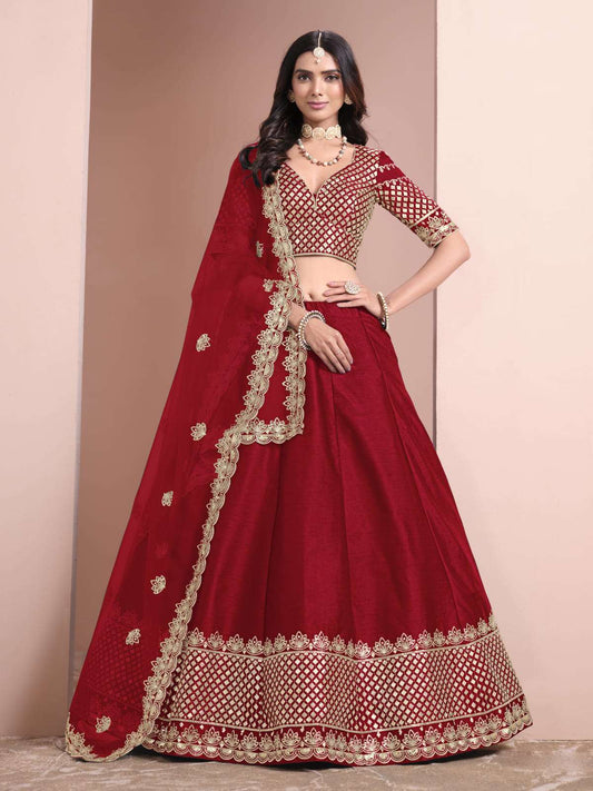 Red Color Embroidered Lehenga Choli