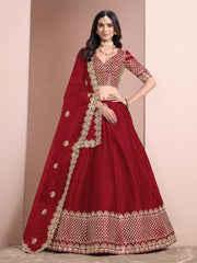 Red Color Embroidered Lehenga Choli