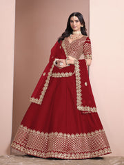 Red Color Embroidered Lehenga Choli
