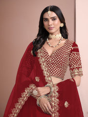 Red Color Embroidered Lehenga Choli