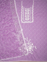 Lavender Floral Embroidered Sequinned Unstitched Dress Material