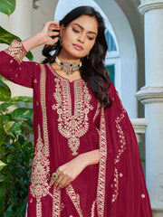 Magenta Pink Designer Wedding Wear Sharara Suit