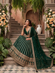 Dark Green Premium Silk Thered Work Lehenga Choli