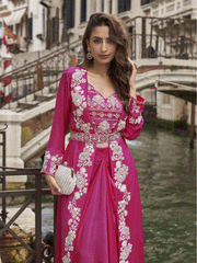 Rani pink lehenga with choli and shrug