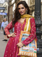 Magenta And Yellow Traditional Embroidery Anarkali Suit