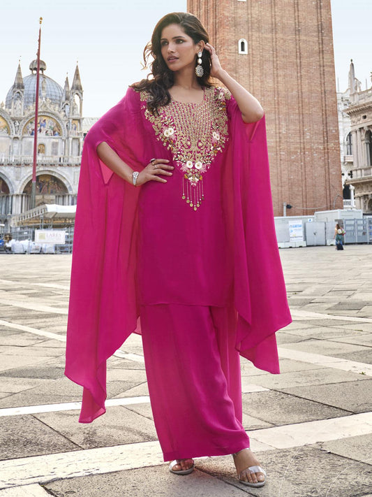 Fascinating Pink Silk Readymade Salwar Kameez