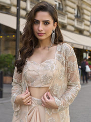 Indo Western Peach Jacket and Dhoti Style Dress