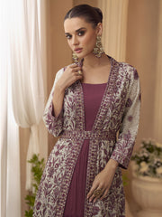 Lilac Trendy Jacket Style Wedding Look Anarkali Suit