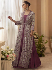 Lilac Trendy Jacket Style Wedding Look Anarkali Suit