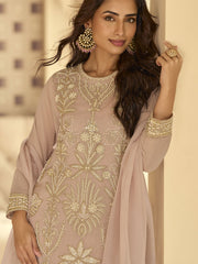 Dusty Rose Handwork Embroidery Pant Style Suit
