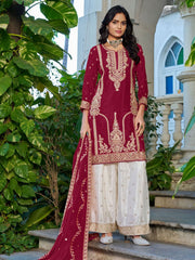 Magenta Pink Designer Wedding Wear Sharara Suit